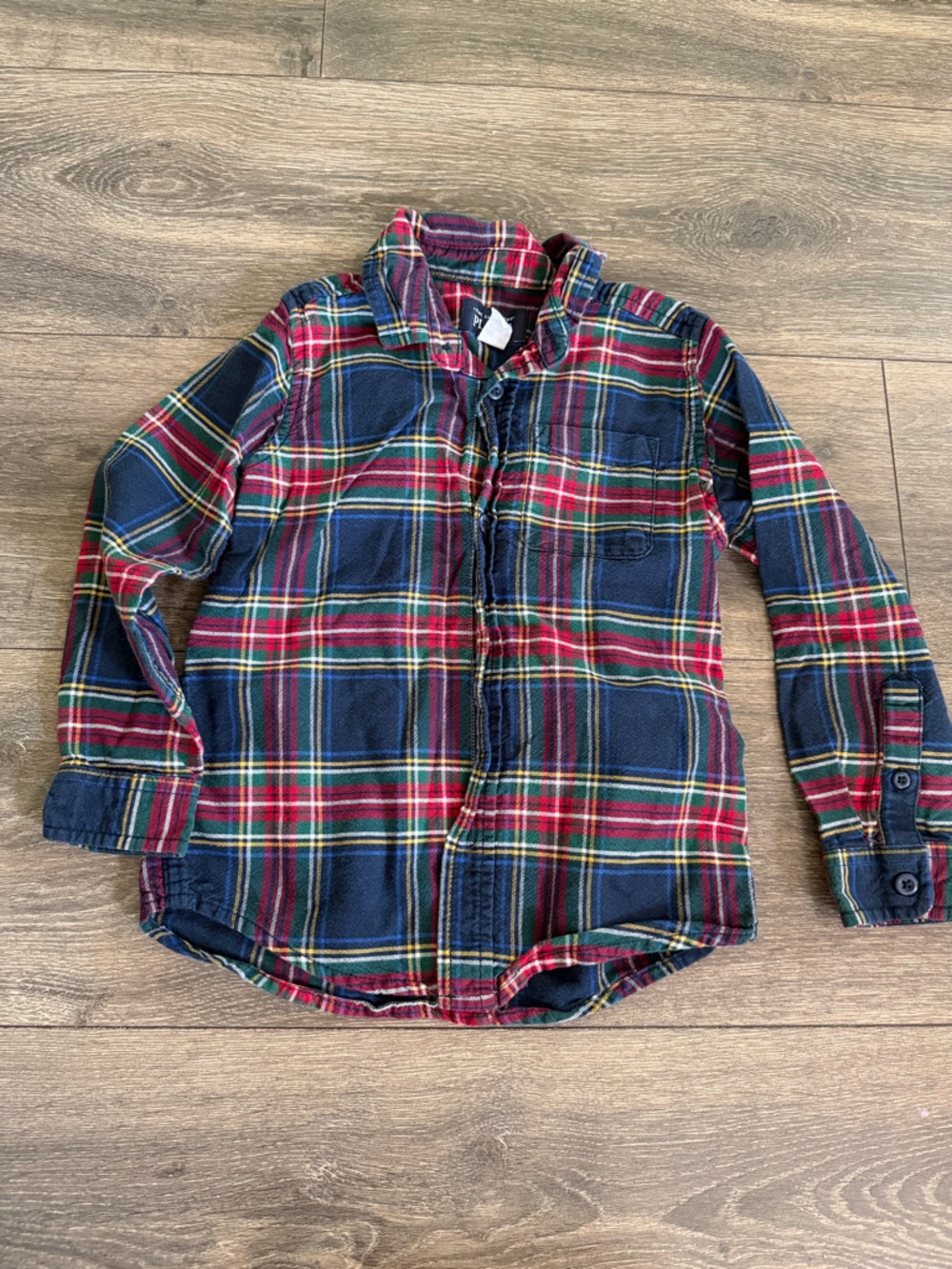 Sz 4t The Children's Place Red Green Navy Plaid Flannel Shirt